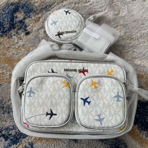 Michael Kors Medium Crossbody Bag Handbag Purse Messenger Shoulder optic white - Picture 6 of 6